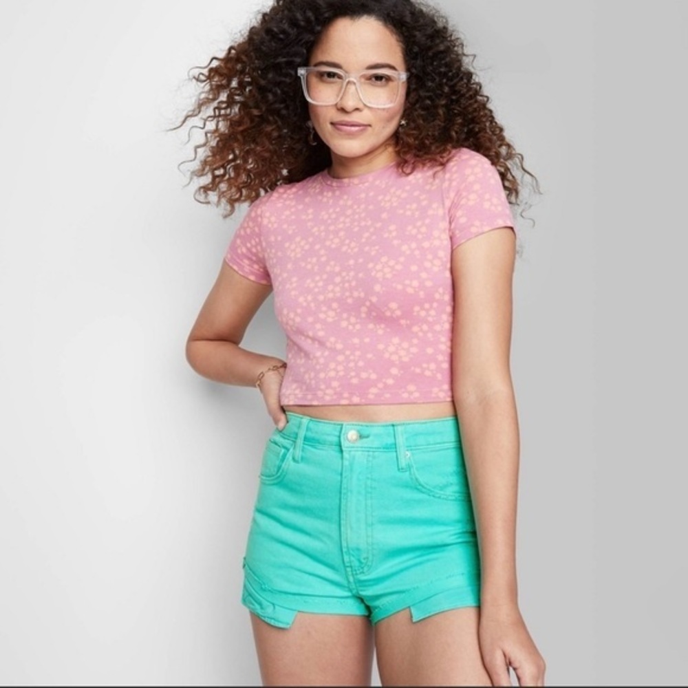 NWT Super-High Rise Cheeky Jean Shorts - Wild Fable™- Aqua Blue‎ SIZE 8